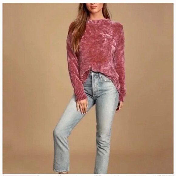 Philosophy pink chenille super soft sweater.  Size large - Picture 1 of 8